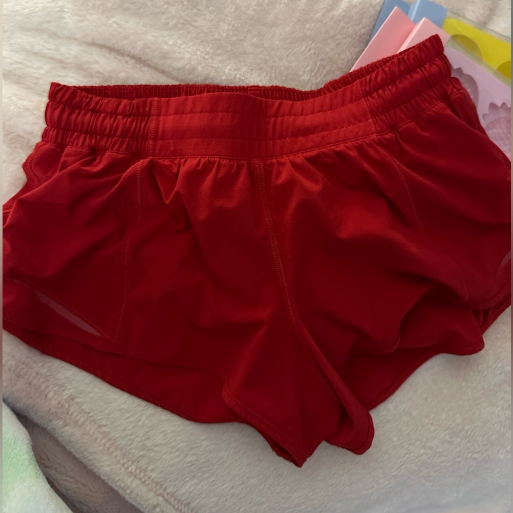 Red lululemon hotty hot 2.5 inseam shorts!